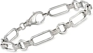 Ross-Simons Sterling Silver Oval and Paper Clip Link Bracelet