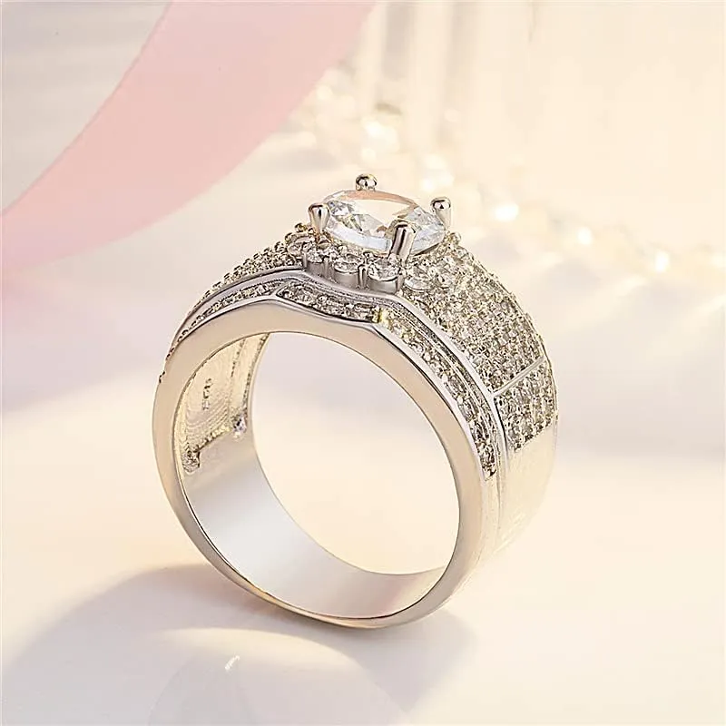 S925 Sterling Silver Cubic Zirconia CZ Band Rings 18K Gold Plated Bling Pinky Ring Simulated Diamond Iced Out Ring CZ Punky Rappers Ring Full Diamond Men's Ring Hip Hop Ring for Men Big Boss Rings 12