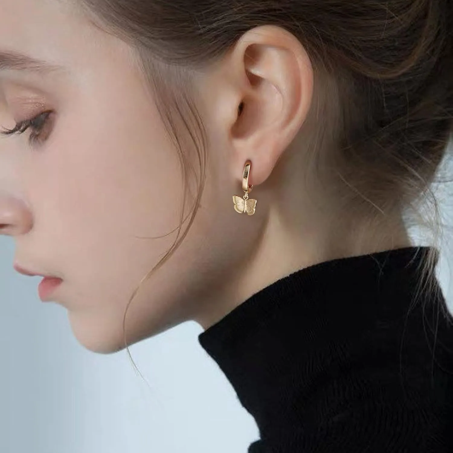 S925 Sterling Silver Post Huggie Hoop Earrings, 14K Gold Plated Dangle Small Hoop Cuff Earring Hypoallergenic Dainty Cubic Zirconia Snake Ball Spike Evil Eye Moon Star Huggie Hoop Earrings