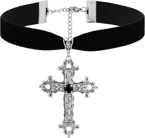 Sacina Gothic Cross Choker, Black Choker, Velvet Choker, Gothic Choker, Goth Choker, Gothic Necklace, Costume Jewelry, Christmas Jewelry Gift for Women