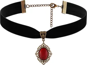 Sacina Red Velvet Victorian Choker, Black Choker, Gothic Goth Necklace, Vintage Necklace, Christmas Jewelry Gifts for Women