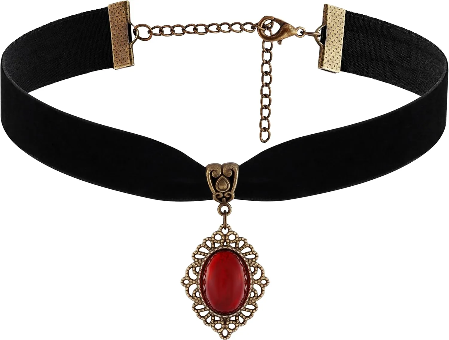 Sacina Red Velvet Victorian Choker, Black Choker, Gothic Goth Necklace, Vintage Necklace, Christmas Jewelry Gifts for Women