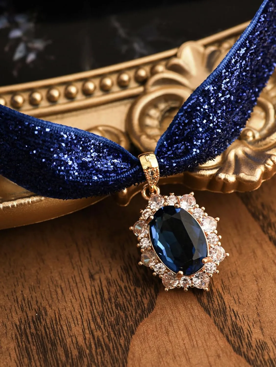 Sacina Rhinestone Victorian Choker, Velvet Chocker, Gothic Goth Choker, Vintage Necklace, Halloween Christmas Jewelry Gifts for Women