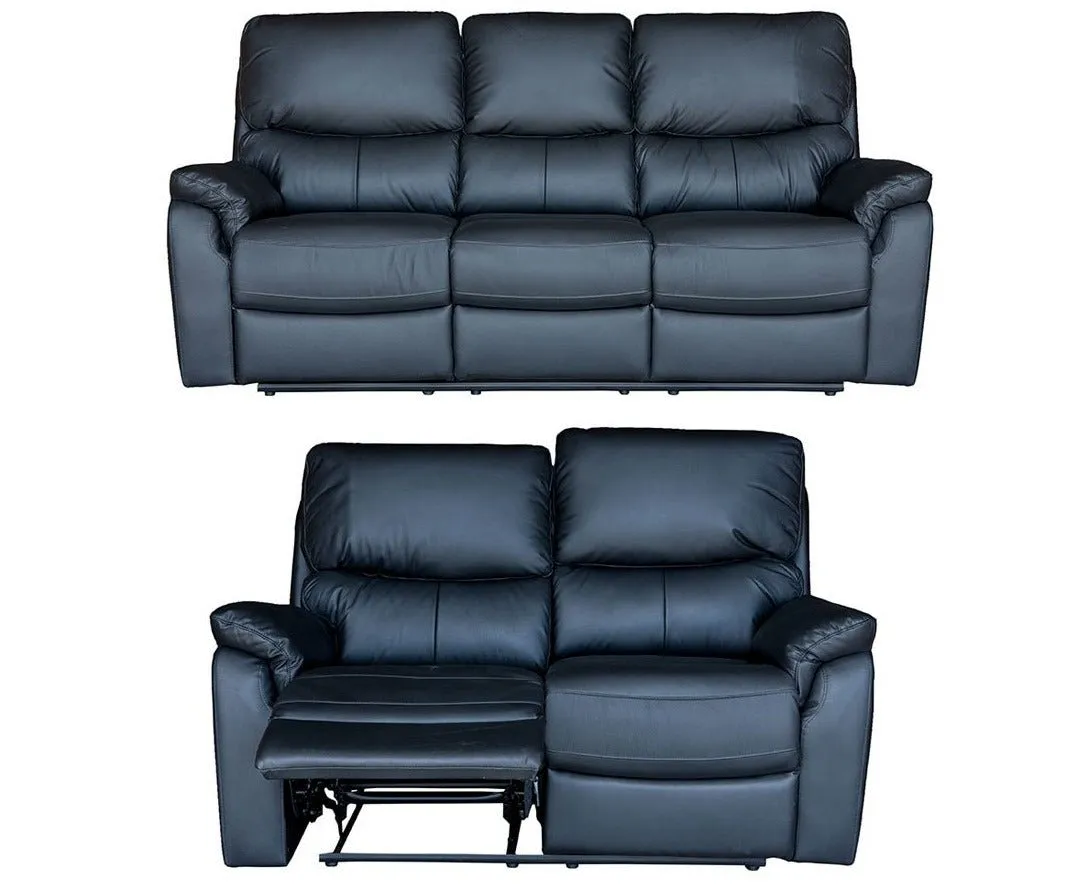 Salvador 2 Piece Leather Recliner Set - Black