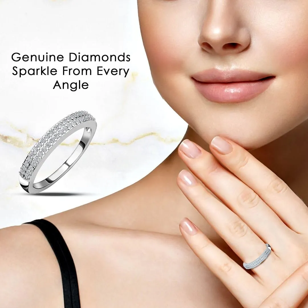 Shop LC Diamond Rings for Women Platinum Plated 925 Sterling Silver Anniversary Wedding Band Ct 0.25 I3 Birthday Gifts for Women