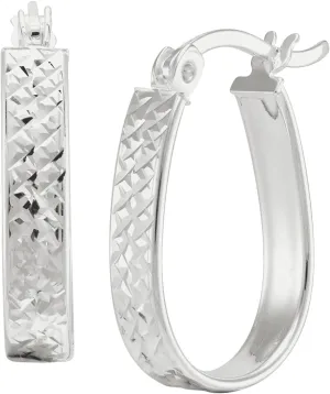 Silpada 'Ovalline' Textured Hoop Earrings in Sterling Silver