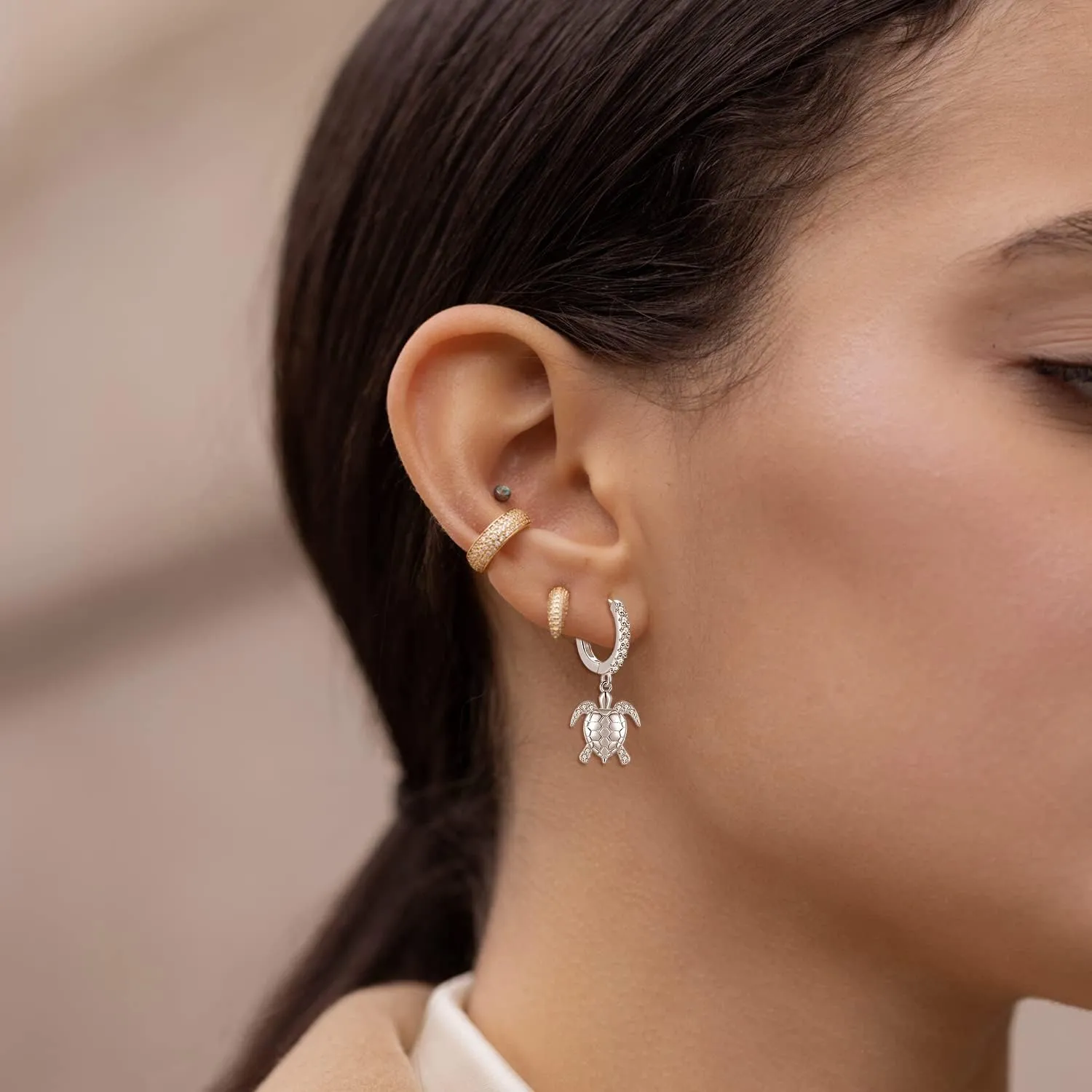 Silver Hoops Earrings for Women 925 Sterling Silver Hoop Animals Dangle Earrings Hypoallergenic Sleeper Huggie Earring