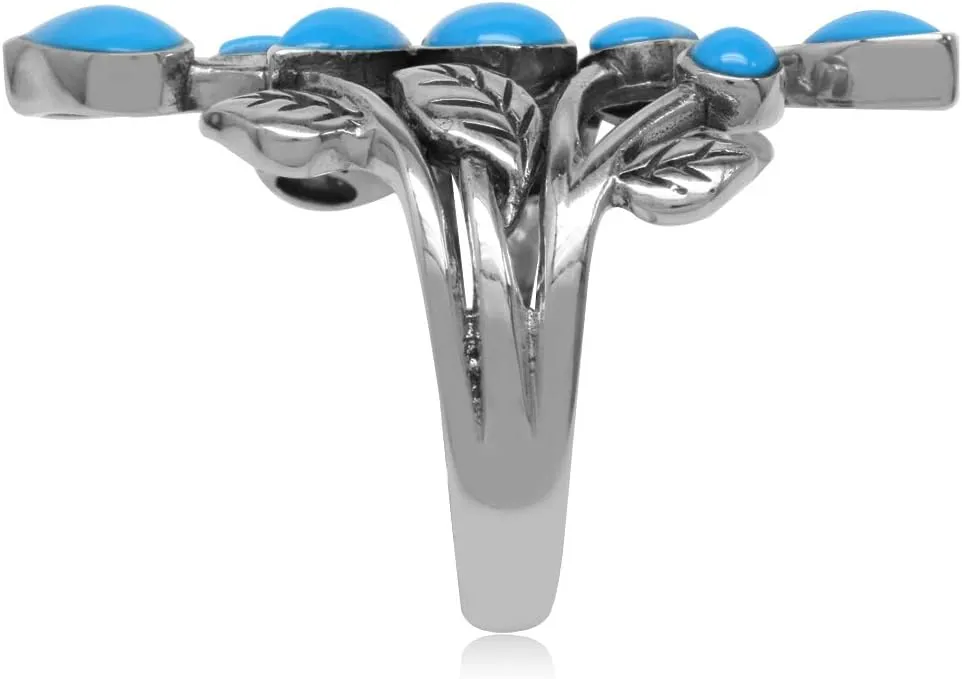 Silvershake 925 Sterling Silver Leaf Vintage Style Ring