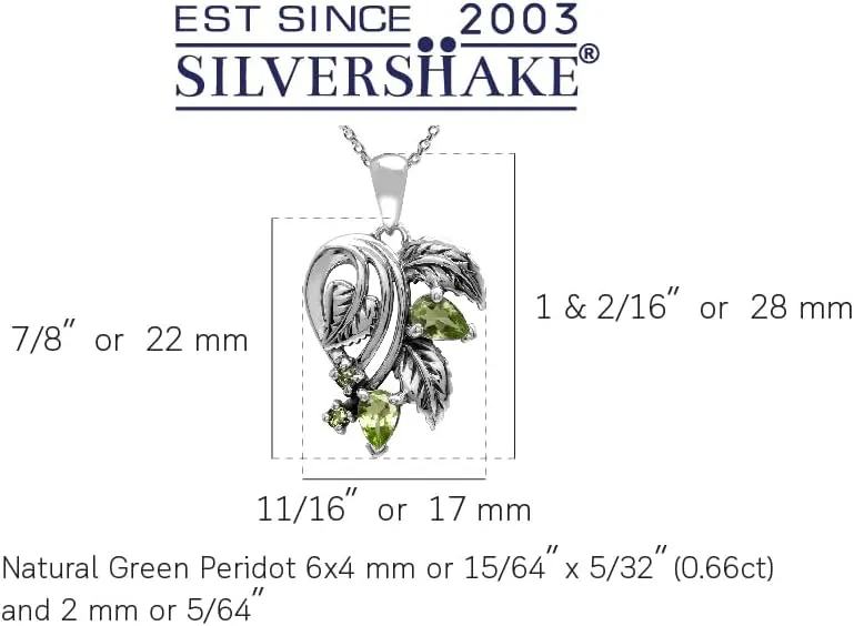 Silvershake Natural Gemstone 925 Sterling Silver Leaf Vintage Style Pendant with 18 Inches Chain Necklace