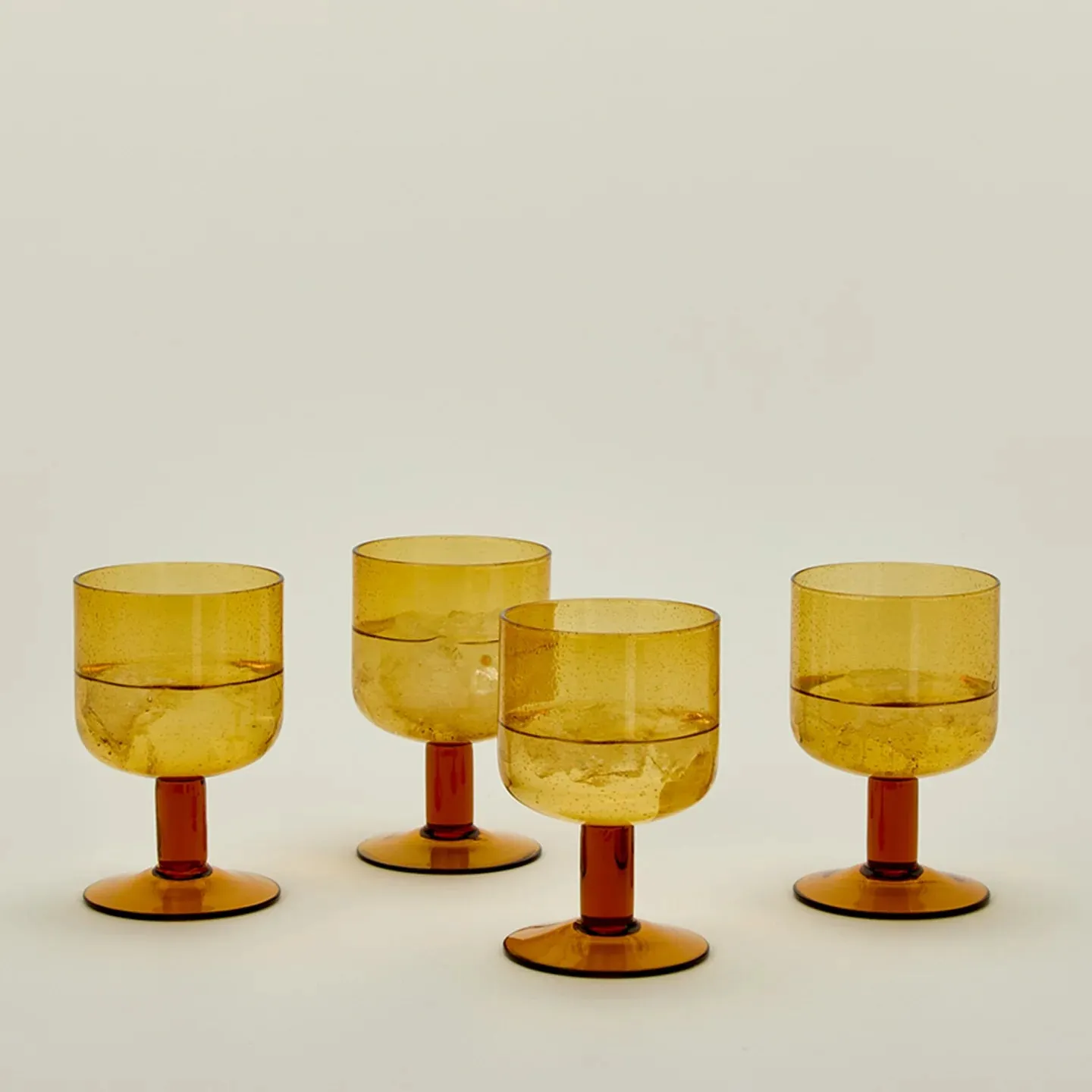 Simple Seeded Stemmed Glassware | Set of 4