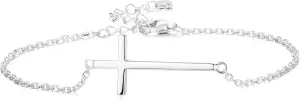 Sllaiss 925 Sterling Silver Religious Sideways Cross Bracelet For Women Men Cross Jewelry Christian Bracelet Adjustable Link Chain Hypoallergenic