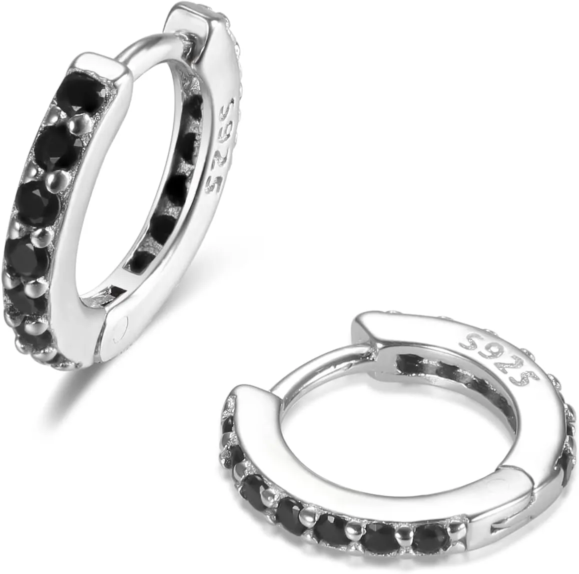 Small CZ Huggie Hoop Earrings for Women Girls, Dainty Lightweight Huggie Earring for Everyday in 925 Sterling Silver, Hypoallergenic