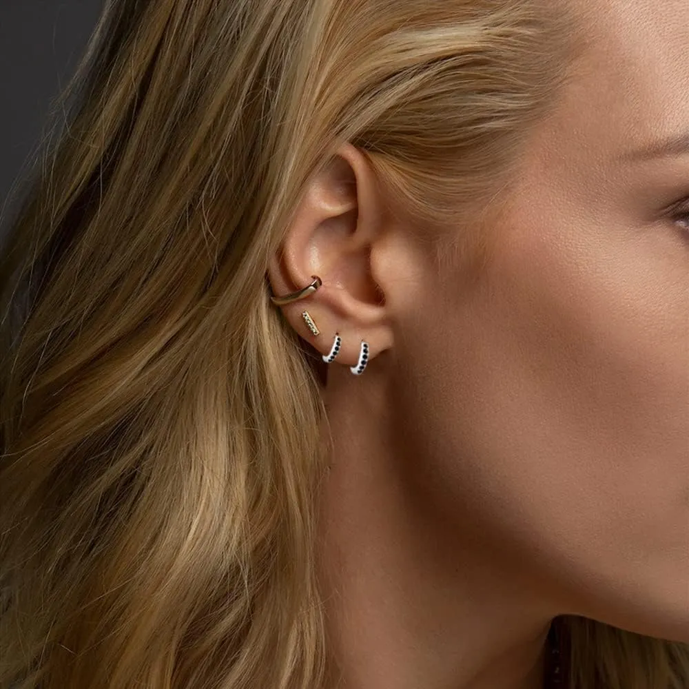 Small CZ Huggie Hoop Earrings for Women Girls, Dainty Lightweight Huggie Earring for Everyday in 925 Sterling Silver, Hypoallergenic