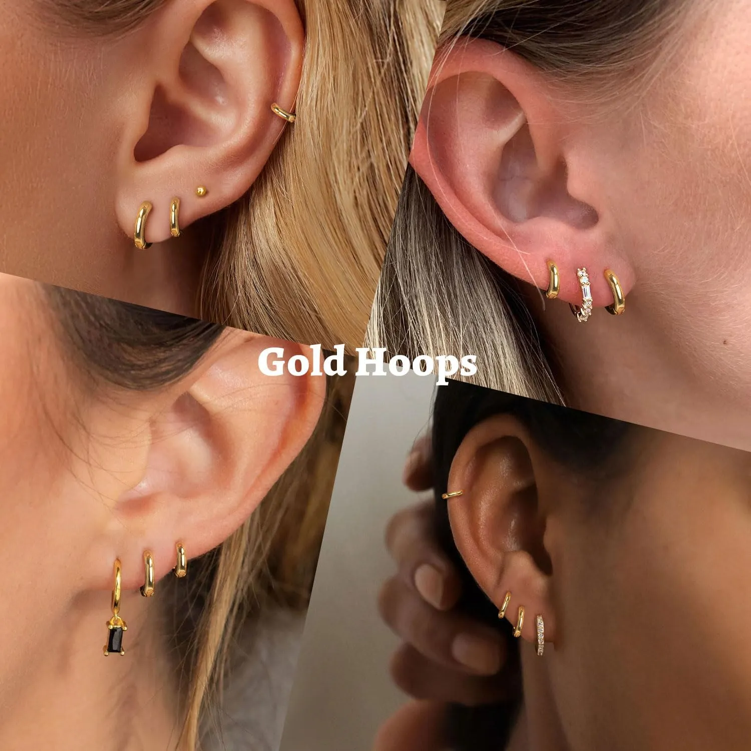 Small Gold Huggie Hoop Earrings Set for Women 14K Real Gold Plated Hypoallergenic Lightweight Earrings for Sensitive Ears Everyday Earrings Sets for Multiple Piercing Cartilage Hoop Earrings Stack Jewelry