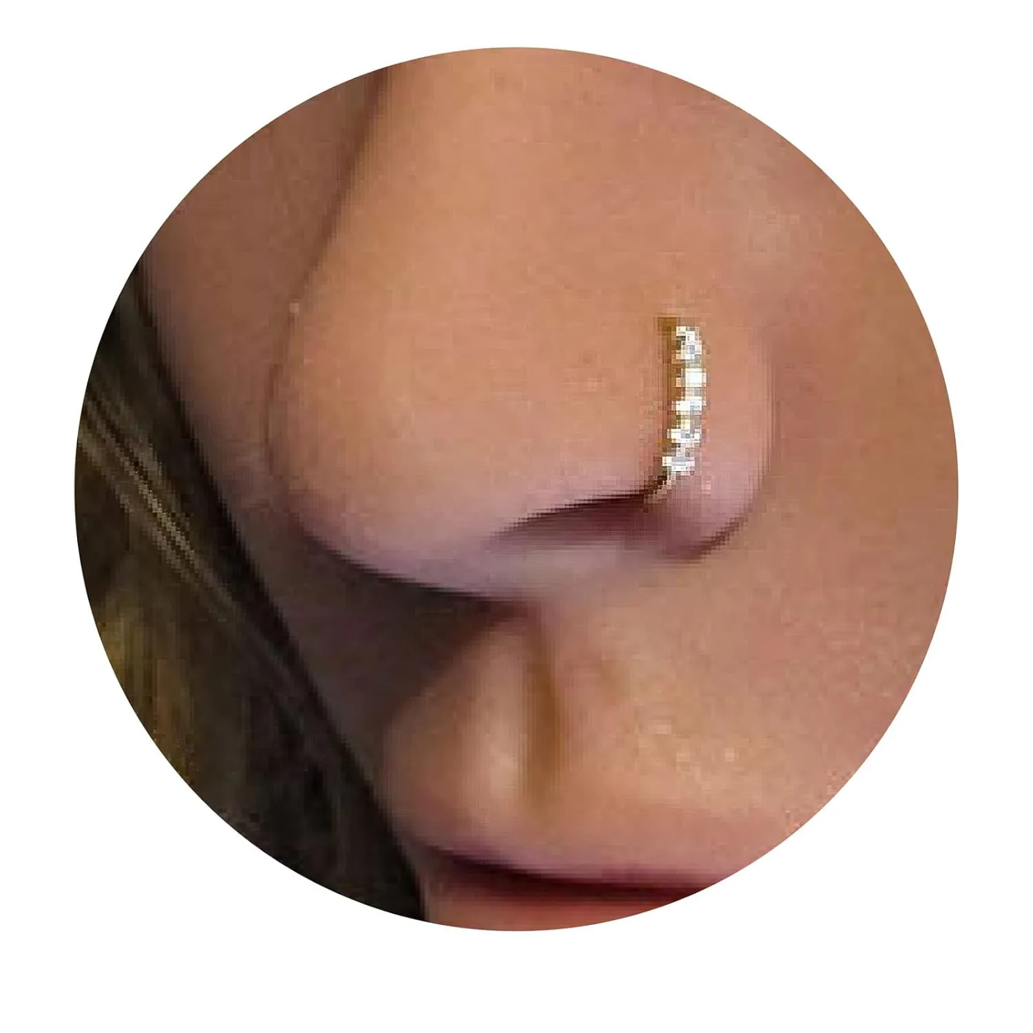Small Gold Nose Ring Hoop for Women, Tiny Thin Clear CZ Surgical Steel Cartilage Earrings 316L Stainless Steel Nose Piercing Hoop Jewelry 8mm 202G (Silver, 5-stones)