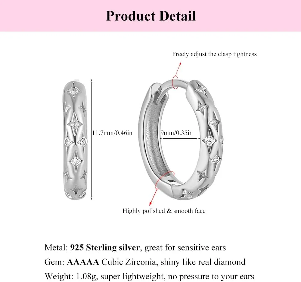 Small Huggie Hoop Earrings for Women Girls, Dainty Lightweight Huggie Earring for Everyday in 925 Sterling Silver, Hypoallergenic