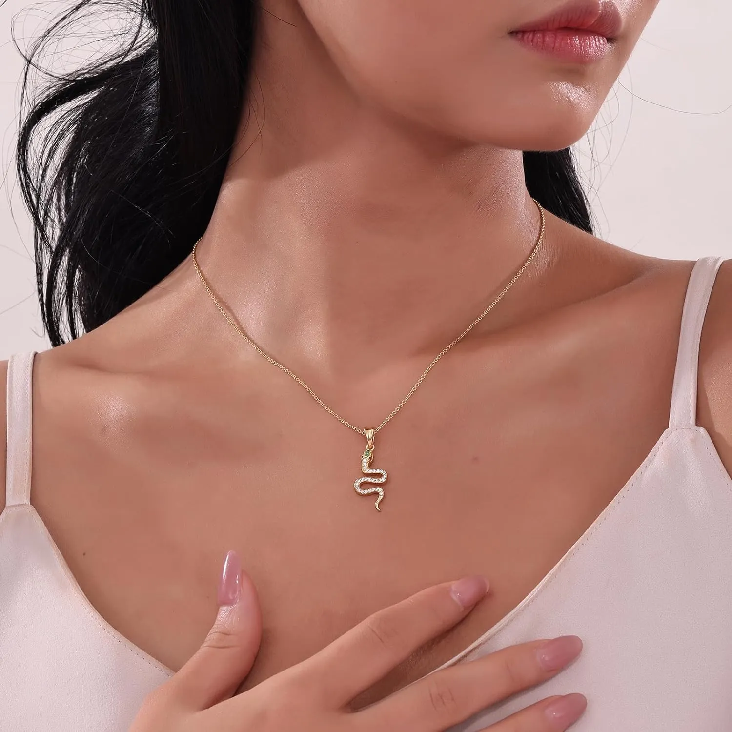 Snake Necklace Dainty Pendant With Cubic Zirconia, Layered Choker, Punk Animal Jewelry, Cool Wedding High Jewelry Party for Women Teen Friends