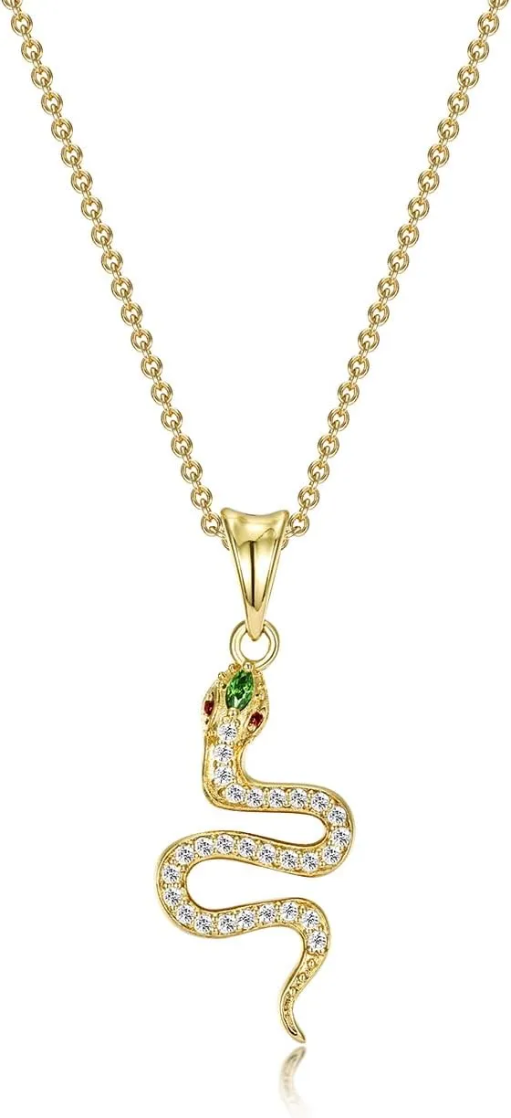 Snake Necklace Dainty Pendant With Cubic Zirconia, Layered Choker, Punk Animal Jewelry, Cool Wedding High Jewelry Party for Women Teen Friends