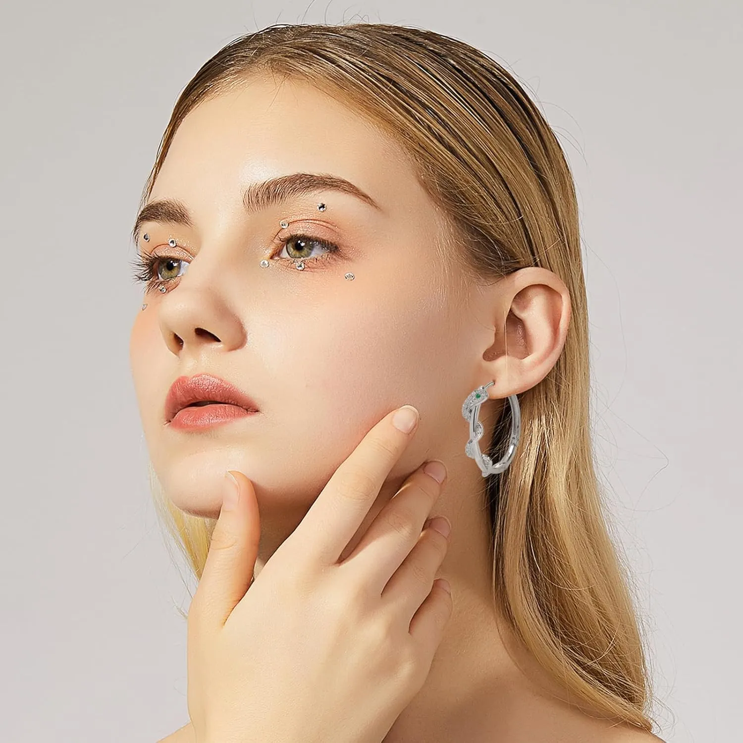 Snake Zirconia Earrings 14K Gold Plated 925 Sterling Hypoallergenic Lightweight Earrings for Sensitive Ears Everyday Earrings for Cartilage Piercings Jewelry for Women Gifts