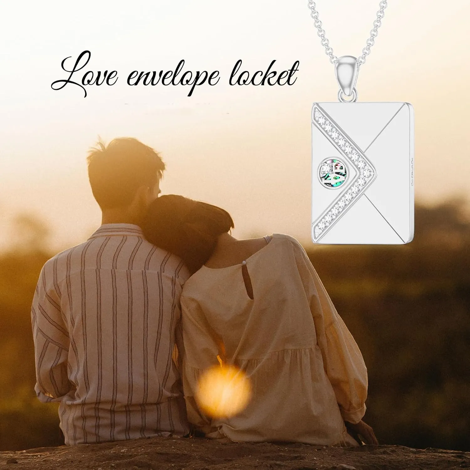SOULMEET Personalized 10K 14K 18K Solid Gold/Plated Gold Envelope Locket That Holds Picture Custom Letters Engraved Envelope Necklace Gift for Men Women