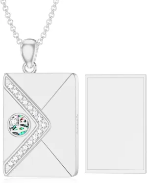 SOULMEET Personalized 10K 14K 18K Solid Gold/Plated Gold Envelope Locket That Holds Picture Custom Letters Engraved Envelope Necklace Gift for Men Women