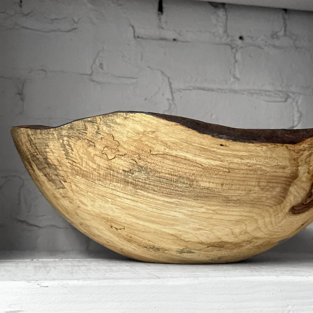 Spencer Peterman Live Edge Spalted Maple 15" Oval Bowl (# 09)