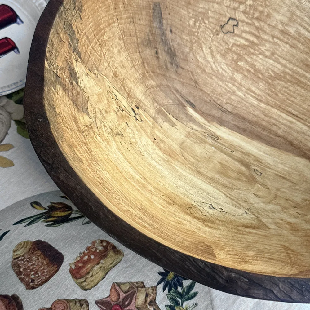 Spencer Peterman Live Edge Spalted Maple 15" Oval Bowl (# 09)
