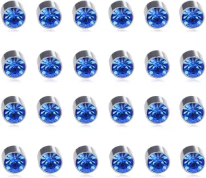 Spiritlele 12 Pairs Colors Crystal Magnetic Earrings Set Fake Stud Earrings Clip on Non Piercing Earrings Pack Unisex