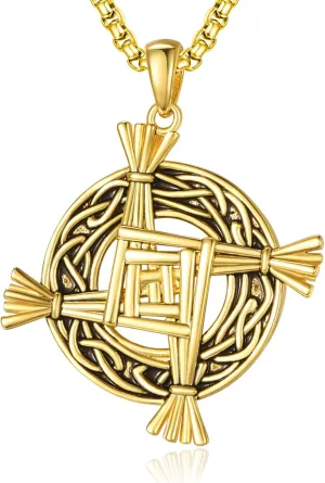 St Brigid's Cross Saint Bridget Necklace Traditional Irish Celtic Cross Pendant Amulet Christian Pagan Religious Jewellery Woman Men Gift