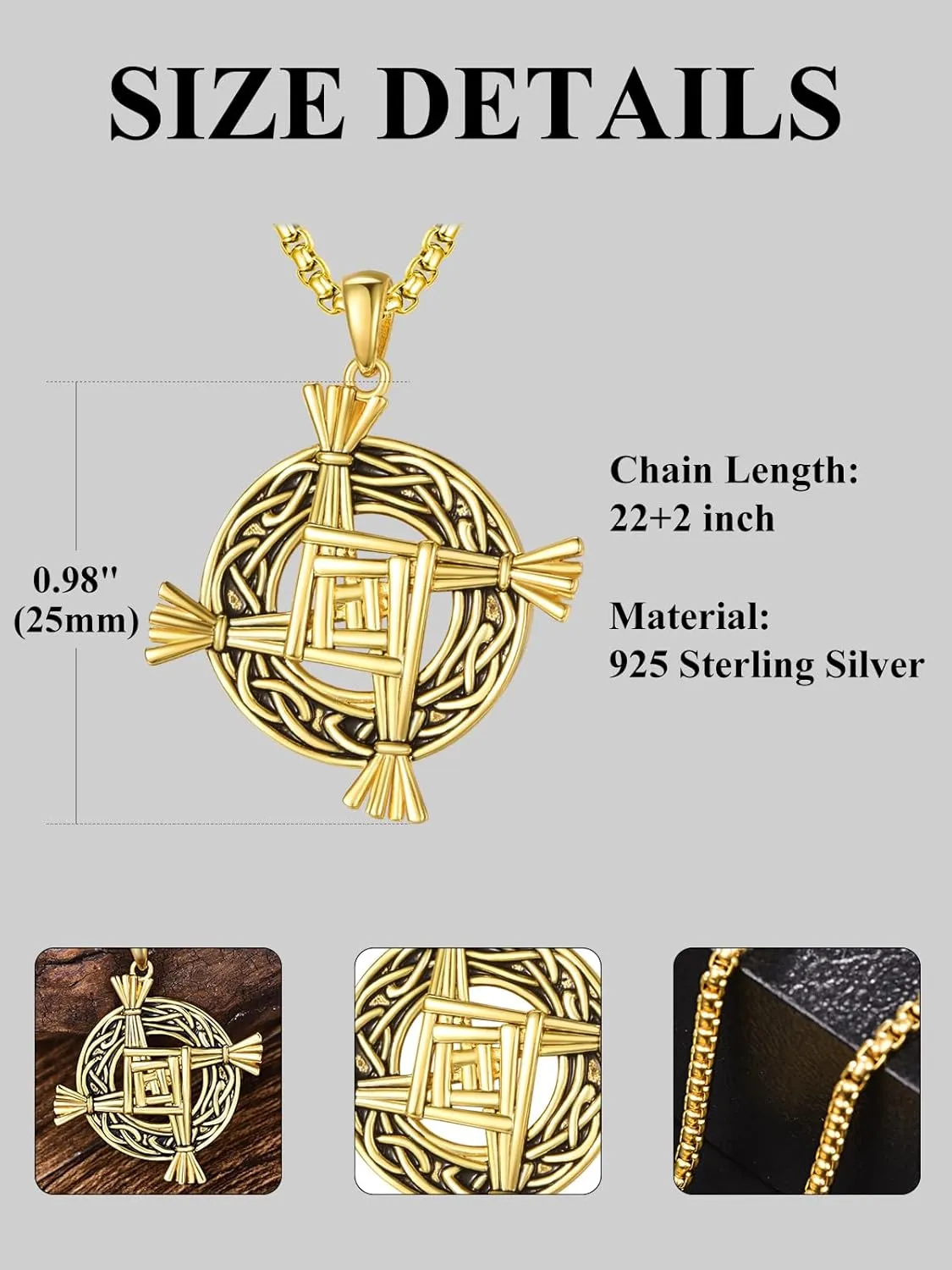 St Brigid's Cross Saint Bridget Necklace Traditional Irish Celtic Cross Pendant Amulet Christian Pagan Religious Jewellery Woman Men Gift