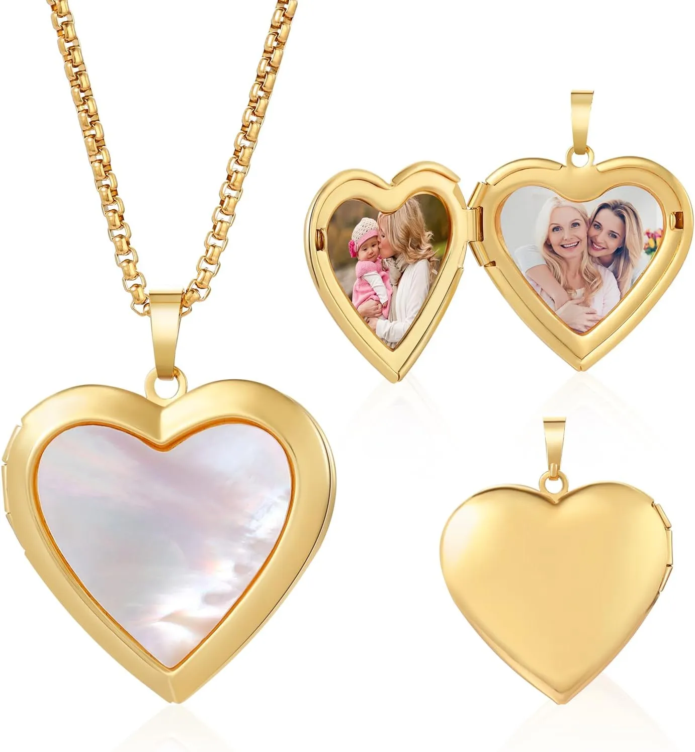 Stainless Steel Heart Locket Necklace - Birthday Flower Design Pendant with Picture Inside, Photo Locket Necklace for Women, Personalized Jewelry Gift for Mom, Wife, Daughter, Sister