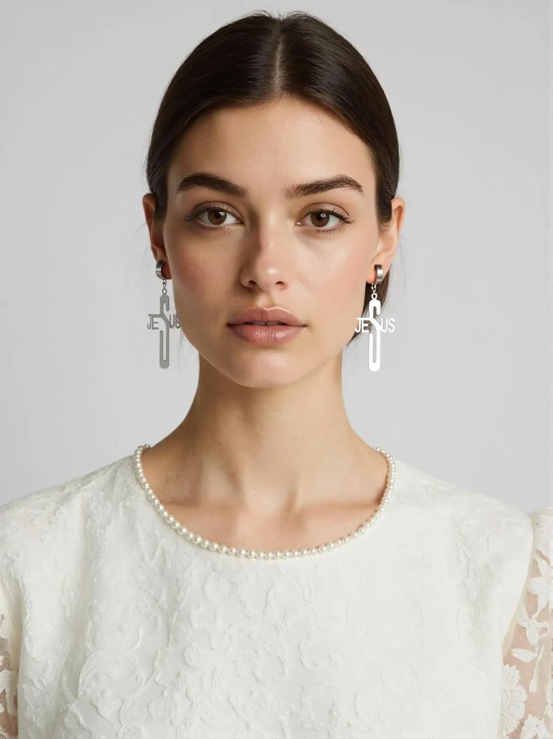 Stainless Steel Jesus Cross Earrings - Trendy Faith-inspired Drop Earrings for Women & Men