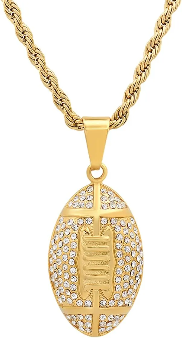 Steeltime 18k Gold Plated Football Necklace