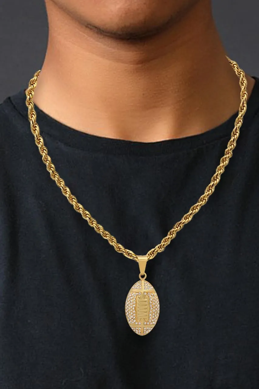 Steeltime 18k Gold Plated Football Necklace