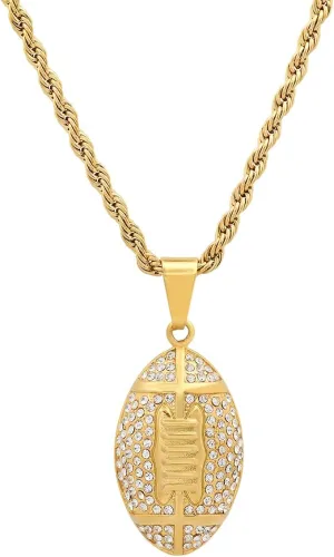 Steeltime 18k Gold Plated Football Necklace