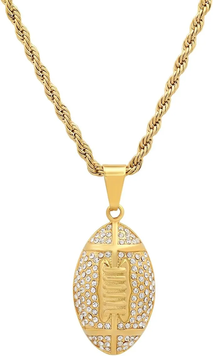 Steeltime 18k Gold Plated Football Necklace