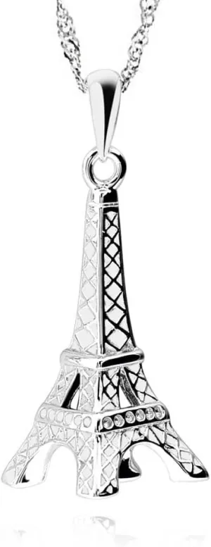 Sterling Silver Eiffel Tower Pendant Necklace Paris Jewelry for Mom Women with 18" Silver Chain