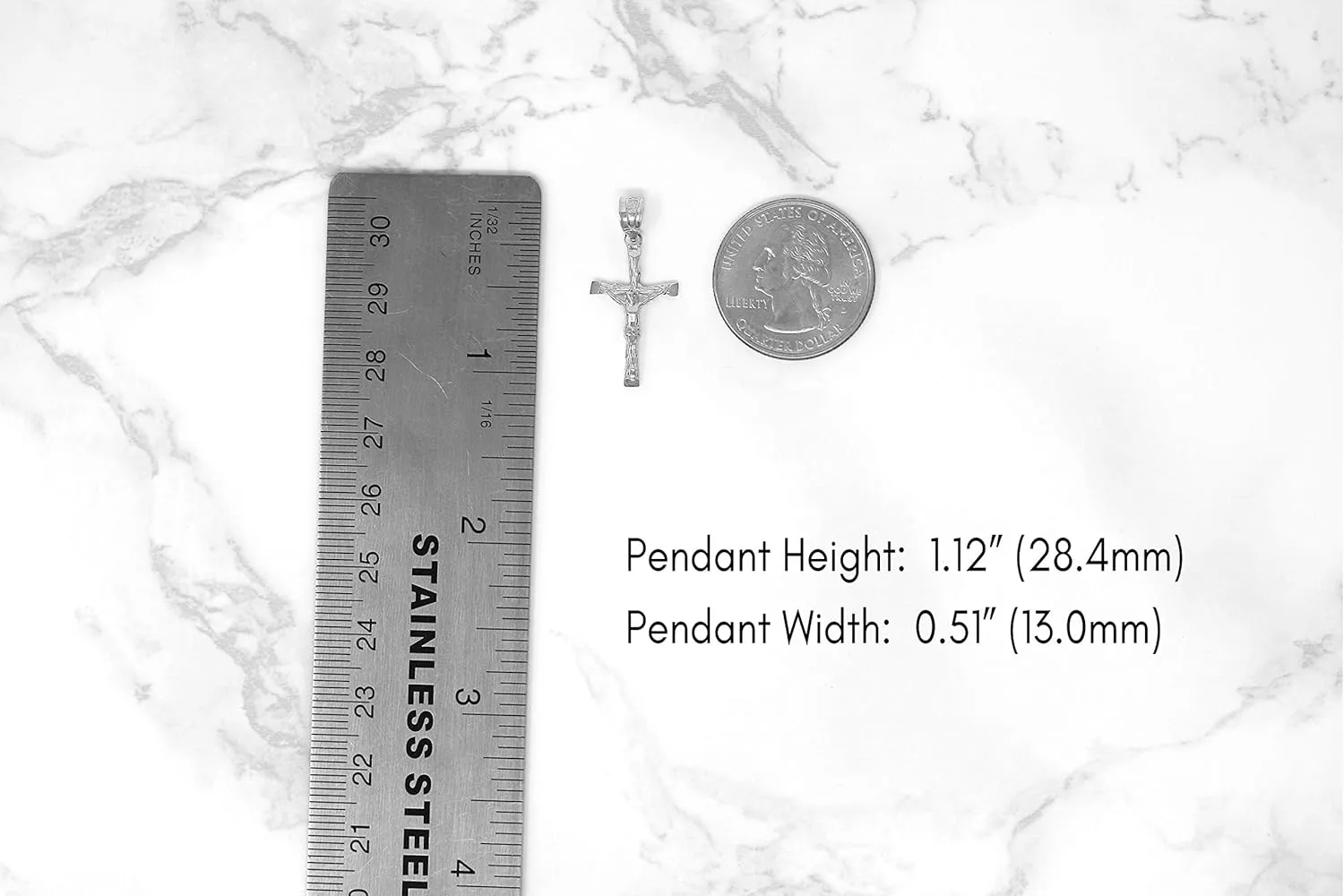 Sterling Silver Jesus on The Cross Crucifix Textured Pendant Necklace