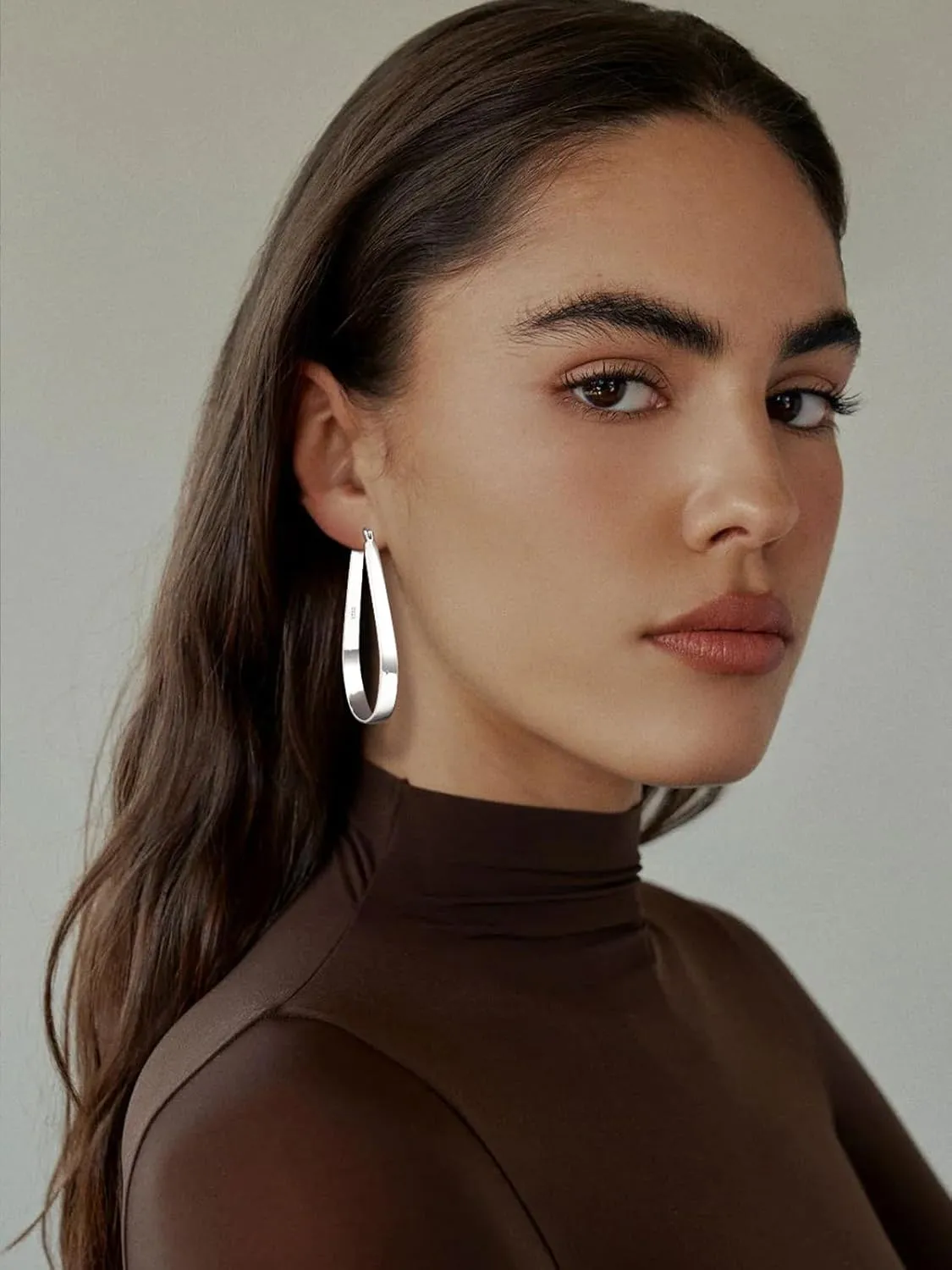 Sterling Silver Oval Hoop Earrings for Women Lightweight Large Hoop Earrings Chunky Big Gold Hypoallergenic Hoops Earrings Non Tarnish 30/40/50/60mm