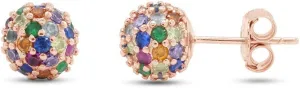 Sterling Silver Post & Clutch Rainbow Multi-Color Simulated Zircon Ball Stud Earrings For Women Men LBGT
