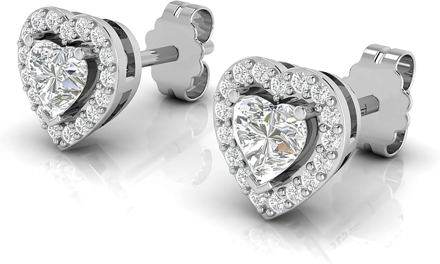 Sterling Silver Stud Earrings for Women Hypoallergenic Heart and Halo Stud Earrings Cubic Zirconia Stud Earrings for Women and Girls Small CZ Stud Earrings Set for Everyday Wear