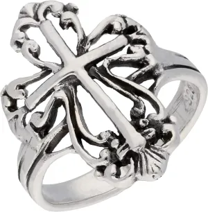 Sterling Silver Victorian Style Open Cross Ring(Sizes 4,5,6,7,8,9,10)