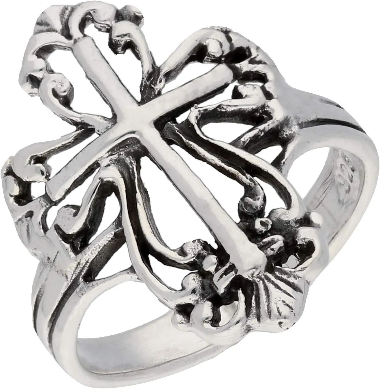 Sterling Silver Victorian Style Open Cross Ring(Sizes 4,5,6,7,8,9,10)