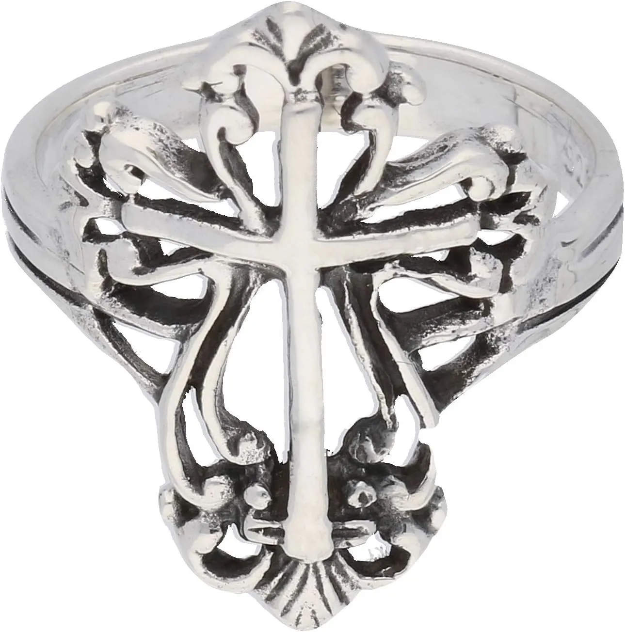Sterling Silver Victorian Style Open Cross Ring(Sizes 4,5,6,7,8,9,10)