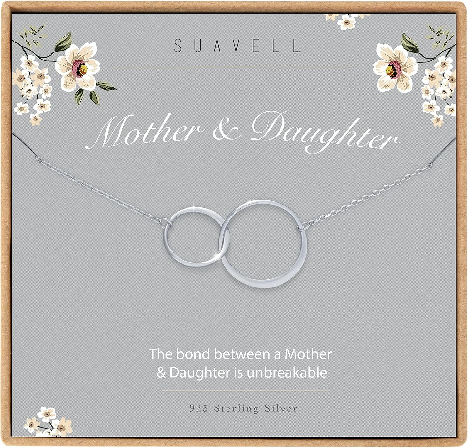 Suavell Mother Daughter Necklace. Sterling Silver Necklace for Women. Mom Gifts. 2 Circle Pendant on Dainty Chain. Minimalist Jewelry, Daughter Gift from Mom, Birthday