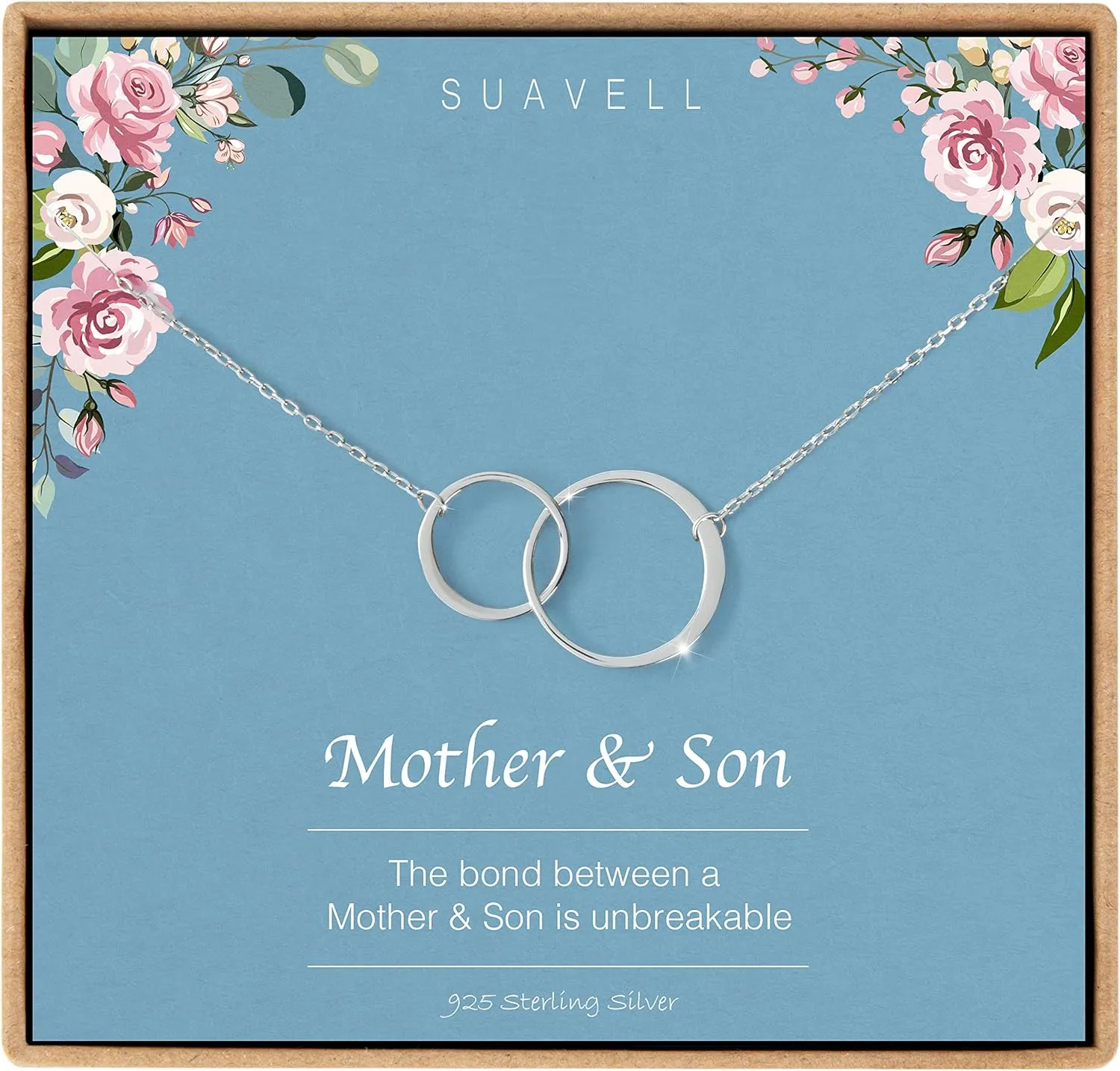 Suavell Mother Daughter Necklace. Sterling Silver Necklace for Women. Mom Gifts. 2 Circle Pendant on Dainty Chain. Minimalist Jewelry, Daughter Gift from Mom, Birthday