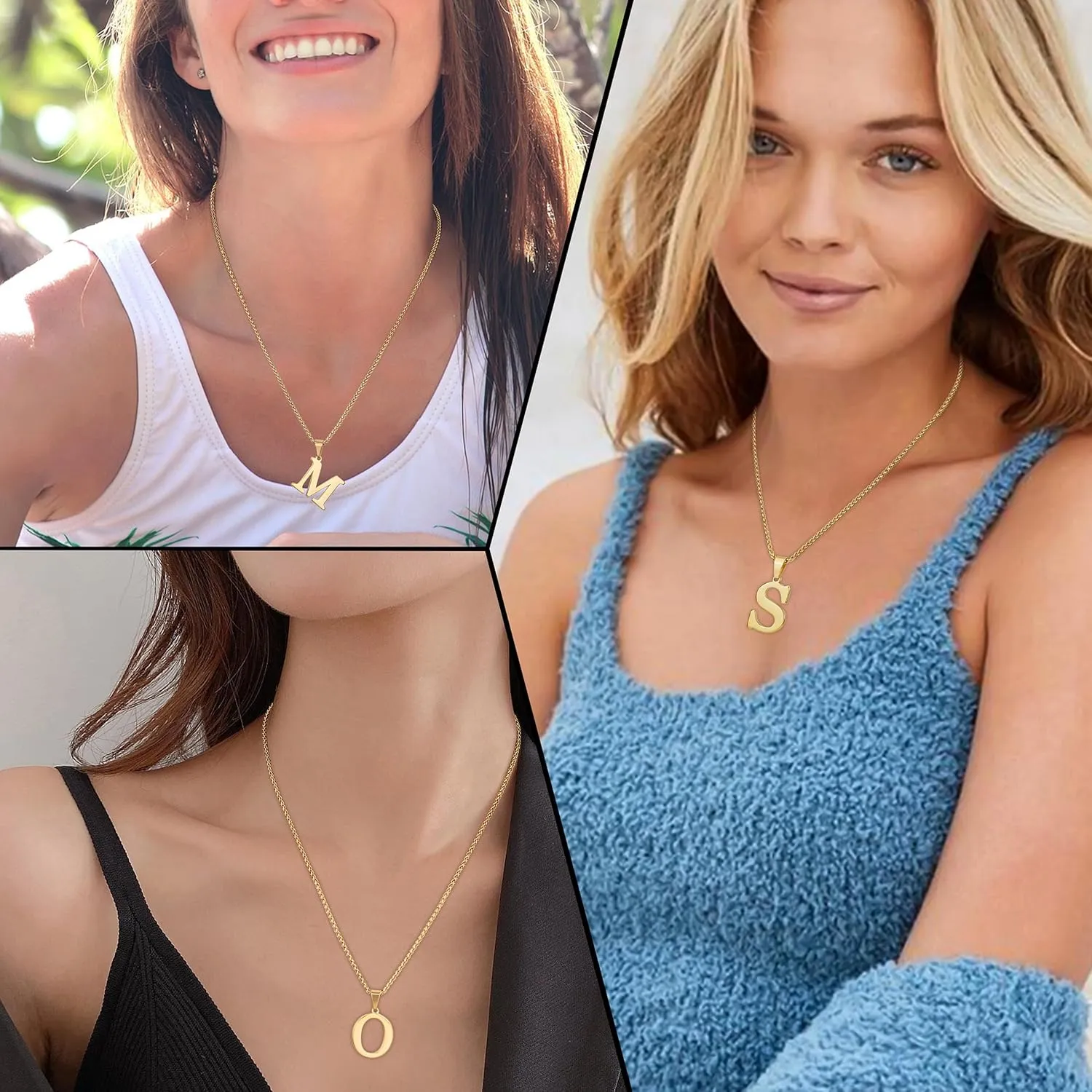 Suweibuke Initial Necklace for Men Women Boys Girls, 18K Gold Plated 26 Letters Pendant Necklace, Personalized Jewelry Gifts
