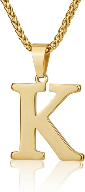 Suweibuke Initial Necklace for Men Women Boys Girls, 18K Gold Plated 26 Letters Pendant Necklace, Personalized Jewelry Gifts