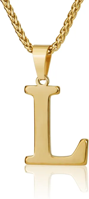 Suweibuke Initial Necklace for Men Women Boys Girls, 18K Gold Plated 26 Letters Pendant Necklace, Personalized Jewelry Gifts