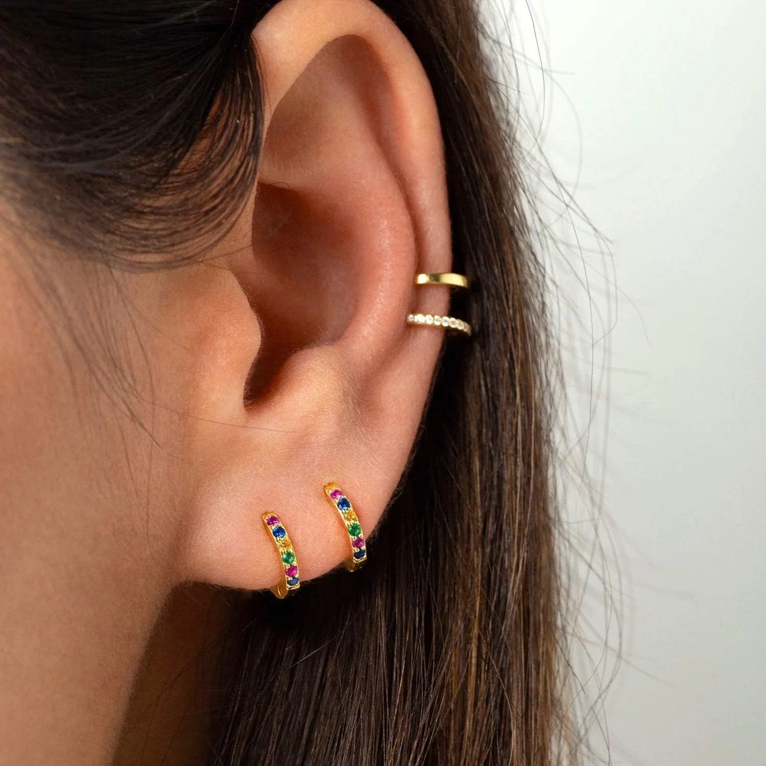 SWEETV 925 Sterling Silver Huggie Hoop Earrings for Women Girls-Tiny Small Cartilage Hoop Earring